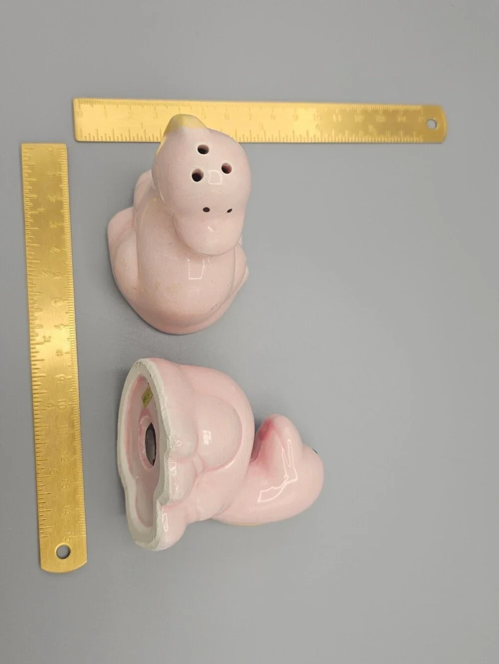 Vintage Pink Ceramic Dinosaur Salt and Pepper Shakers